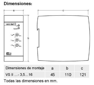 Dimensiones arrancadore suave VSII 3.5-16A